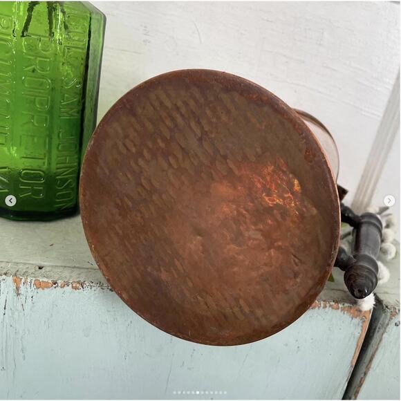 Vintage Copper Brass Cowboy Coffeepot Wood Handle Knob Brass Hinge Spout Cover - Picture 10 of 10